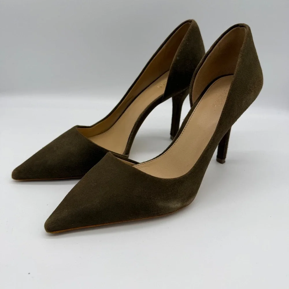 Michael Kors Olive Green Suede D Orsay Pointed Toe Pumps 8M